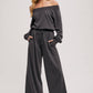 WIDE NECK OFF THE SHOULDER KNIT JUMPSUIT