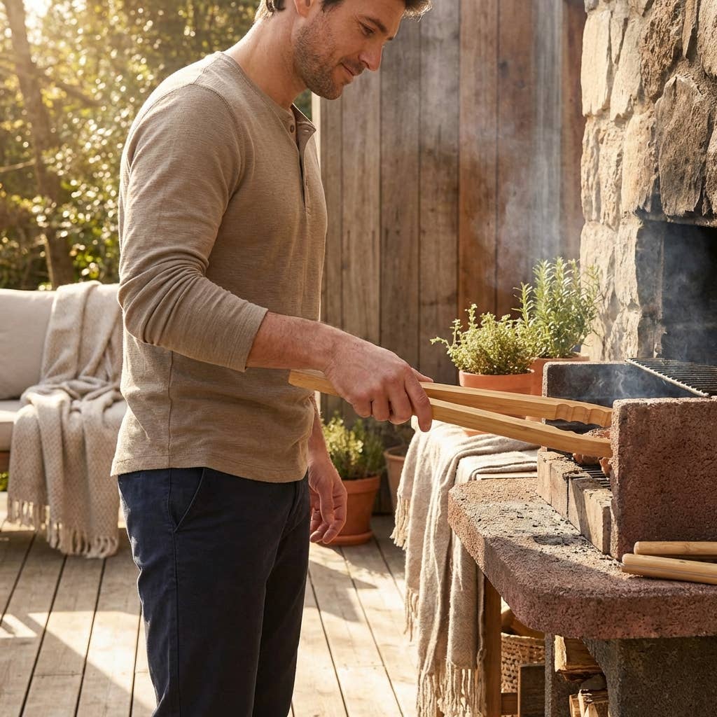 19" Bamboo Barbecue Grilling Tong