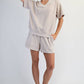 MODAL SCUBA V NECK FLAT PIPING SHORT SLEEVE TOP