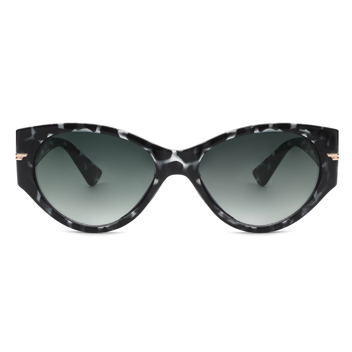 Women Sleek Oval Retro Cat Eye Sunglasses