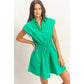 Sleeveless Collared Shirred Mini Dress