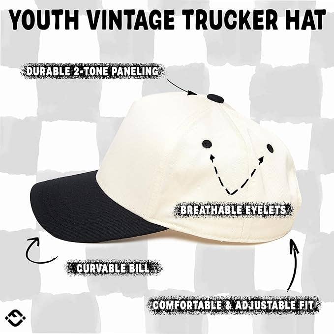 Kids/Baby Two Tone Vintage Cap - Black/Beige