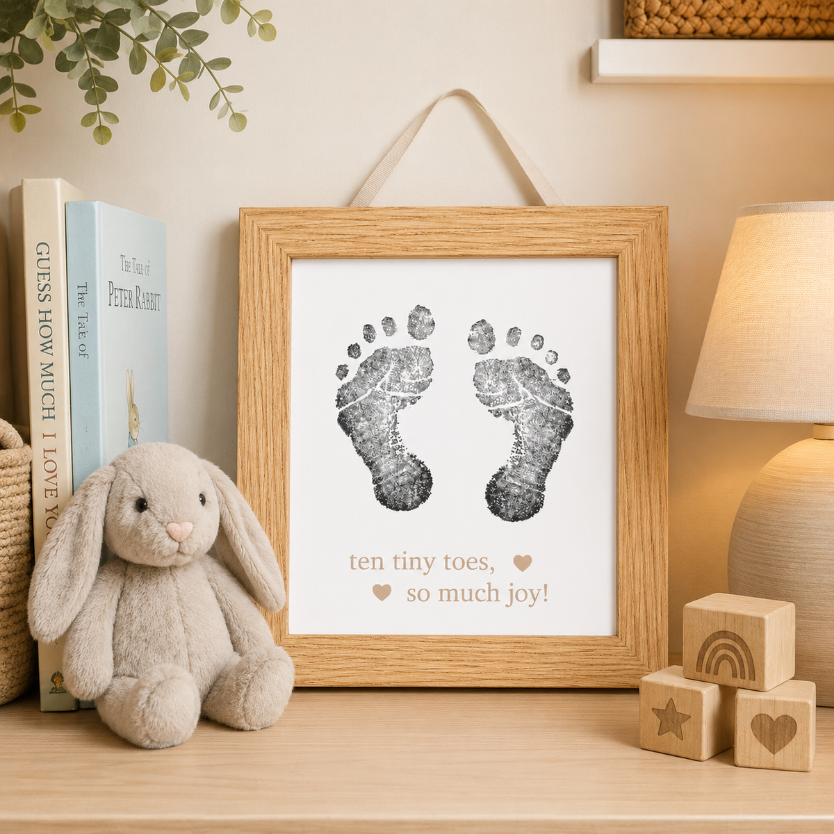 Baby's Ten Tiny Toes Footprint Frame with Ink Pad, Natural