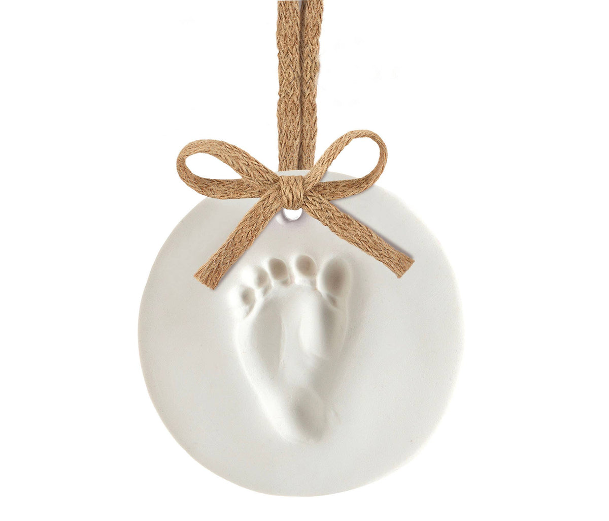 Clay Baby Prints Christmas Ornament Keepsake, Burlap, 2-Pack