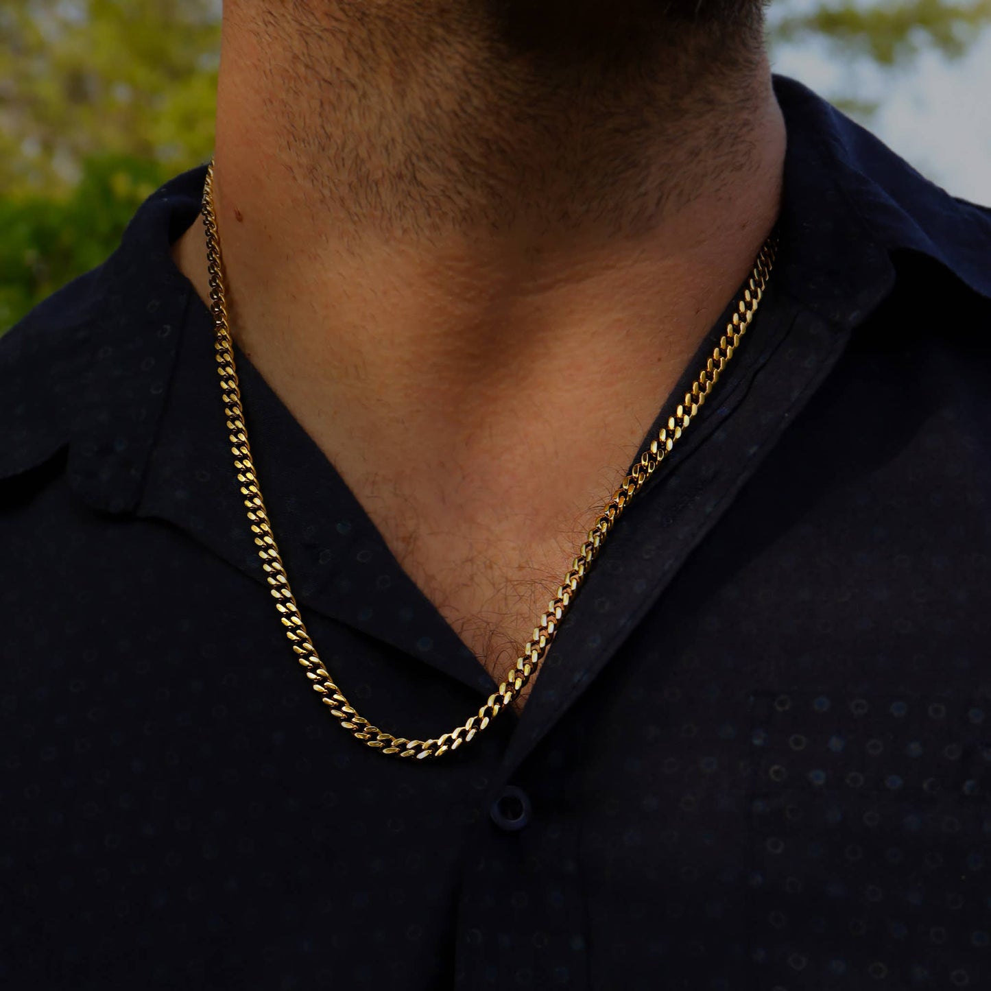 18K Gold PVD Stainless Steel Curb Chain Necklace