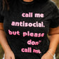 Antisocial Quote Graphic Tee Funny Casual Women Shirt
