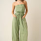 MINERAL WASH CONTRAST STITCH BARREL LEG JUMPSUIT