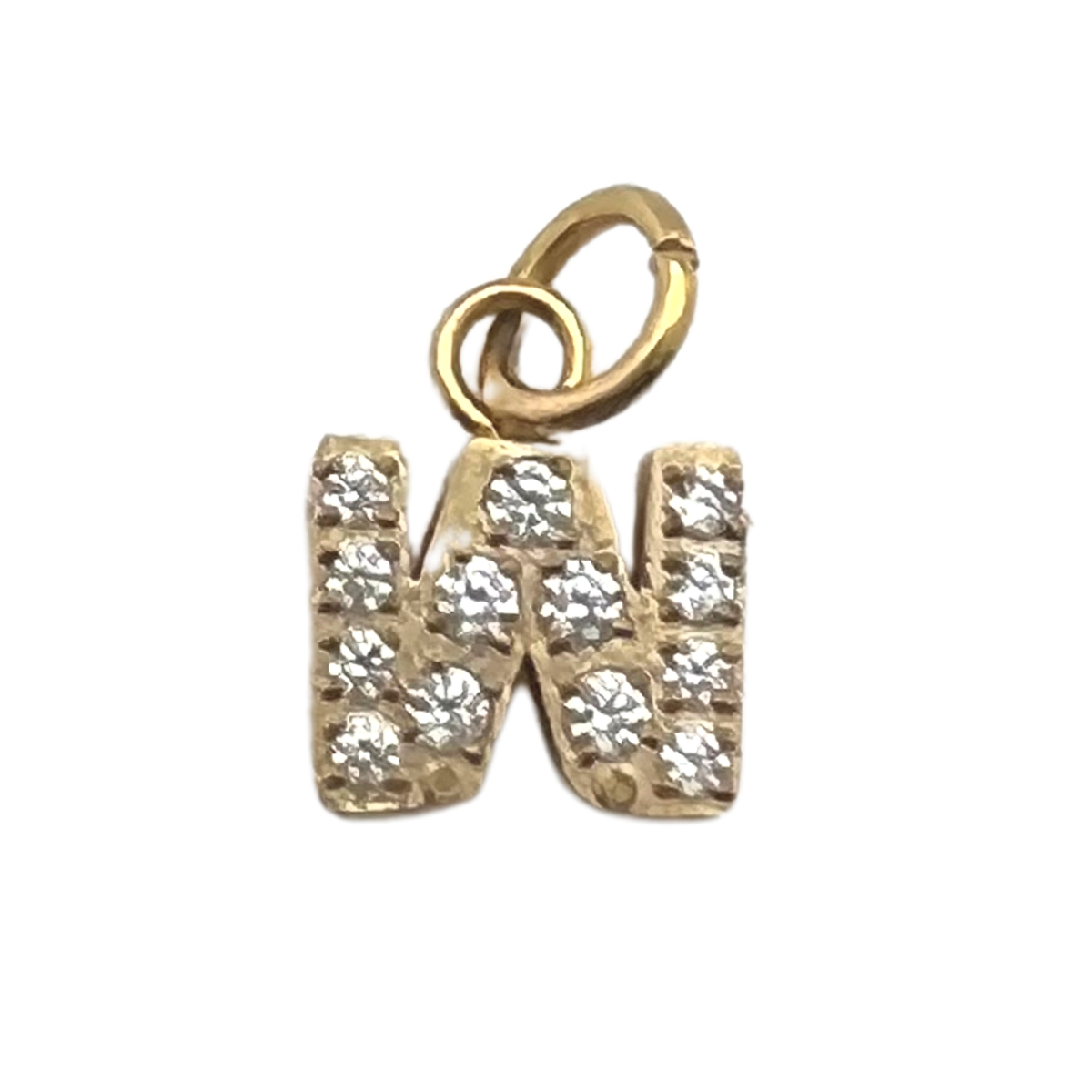 Gold Pavé Set CZ Initial Letter Charms