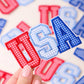 USA Gingham Letter Embroidered Heat Press Style Patch