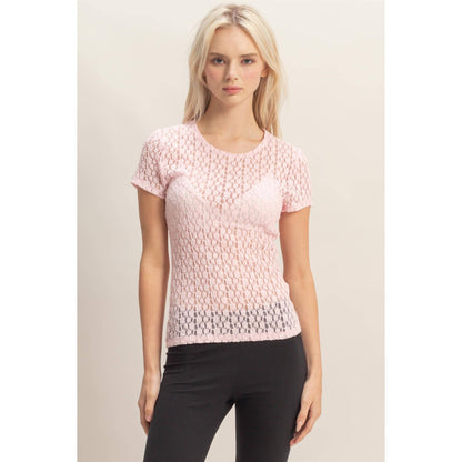 Textured Lace Short Sleeve Top
