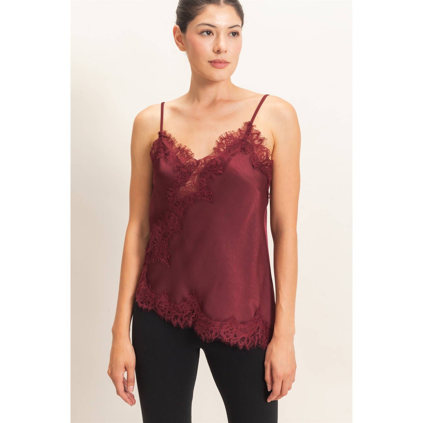 Asymmetrical Satin Lace Top
