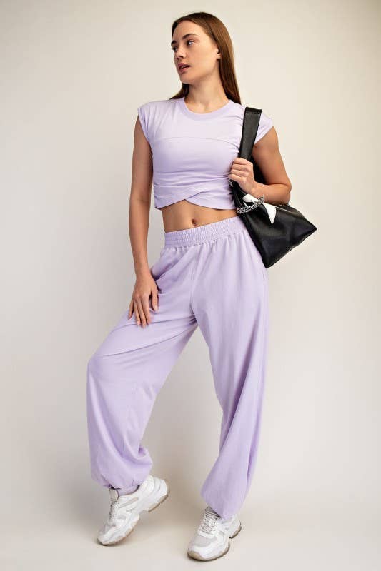 SET430037-Crossover Cotton Lycra Set