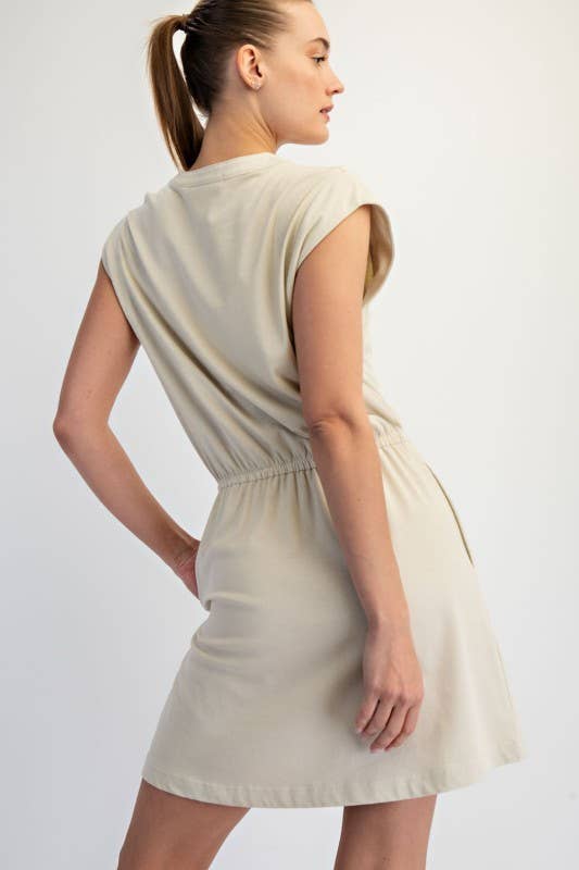 D021237-Sleeveless Mineral Washed Cotton Mini Dress