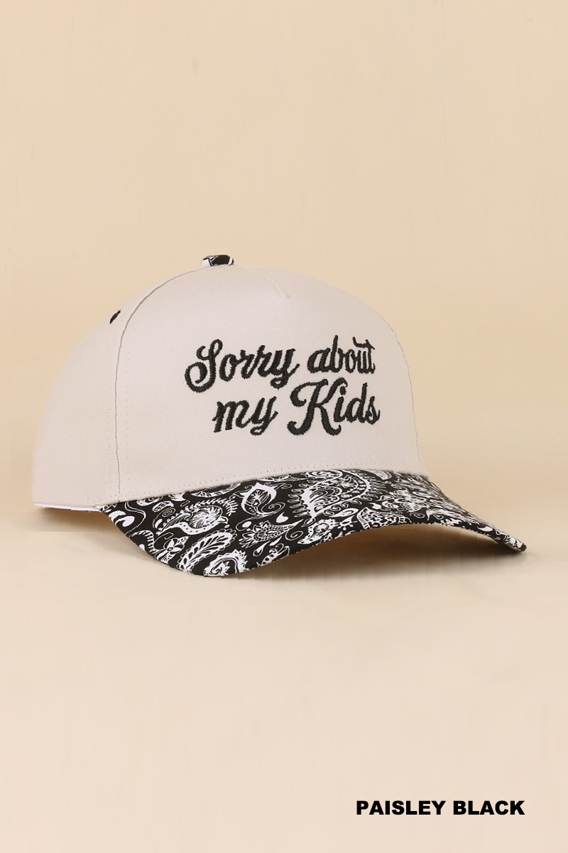 Sorry About My Kids Two Tone Snapback Hat Zenana Consgt.