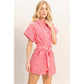 Collared Striped Romper With Sash