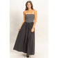Striped Strapless Flowy Midi Dress