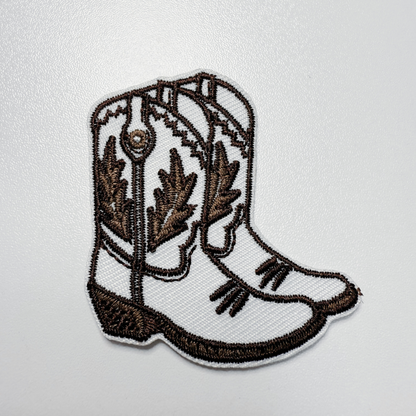 2" Cowboy Boots in BROWN  -  Embroidered Hat Patch