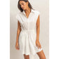 Sleeveless Collared Shirred Mini Dress