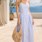 Embroidered Floral Strap Midi Dress