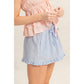 Ruffle Trim Drawstring Shorts