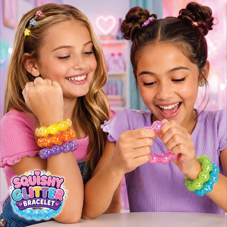Fun Doh Squishy Sparkle Glitter Sensory Bracelet- 12/Display