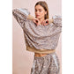 LEOPARD FRENCH TERRY LACE CONTRAST SWEATSHIRT TOP