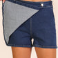 Stretch Denim Wrap Skort