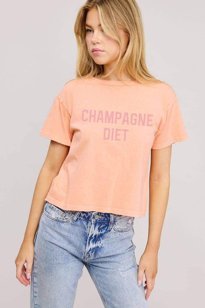PUFF' Champagne Diet Graphic S/S Seamless Faux Crop