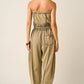 MINERAL WASH CONTRAST STITCH BARREL LEG JUMPSUIT