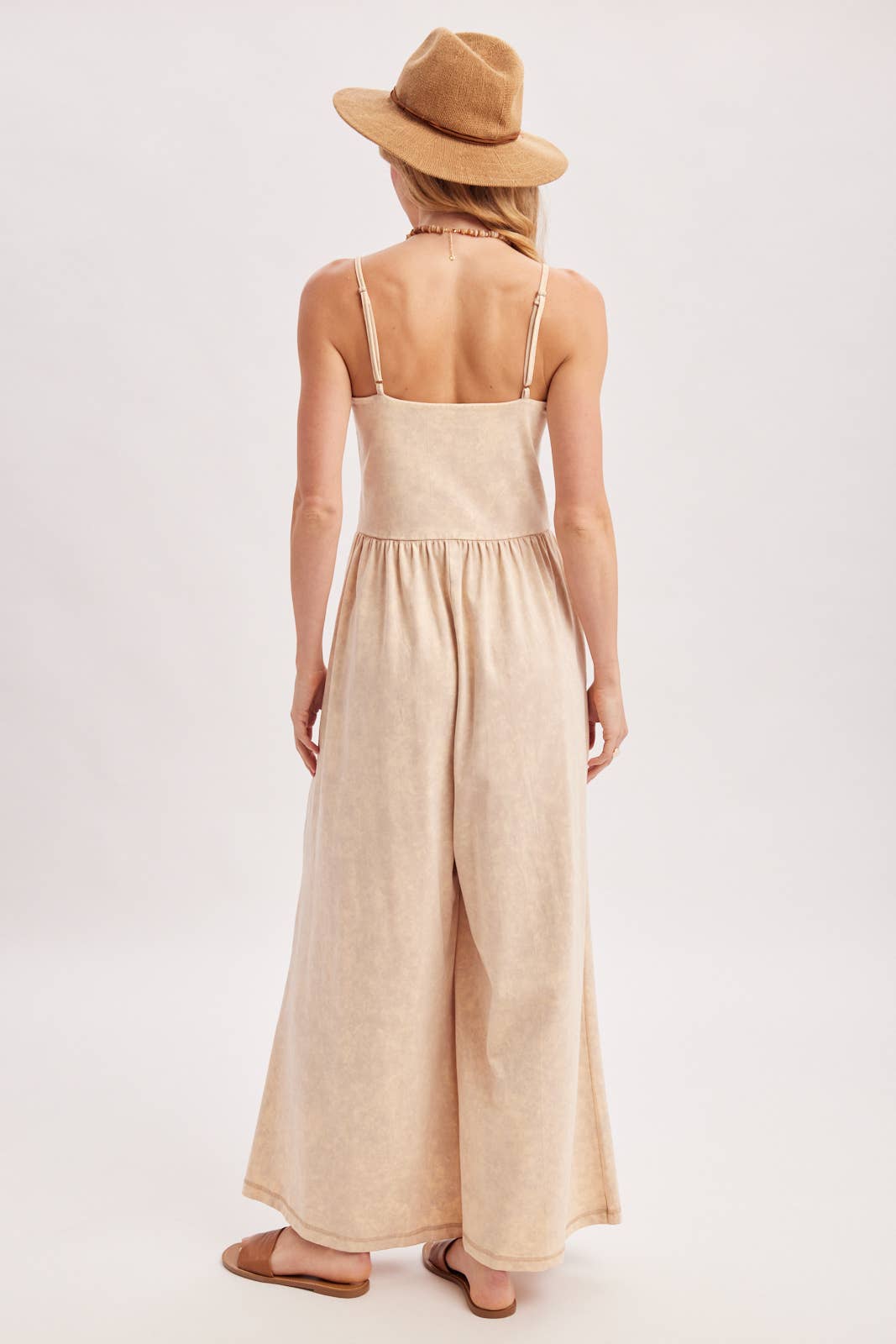WASHED SLEEVELESS WIDE LEG JUMPSUIT