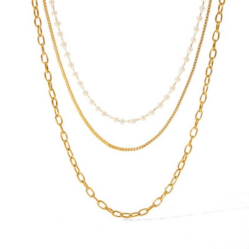 18K STAINLESS STEEL TARNISH FREE LAYERED NECKLACE | 40NK9683