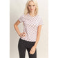 Polka Dot Short Sleeve Crew Neck Top