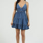 C4M44-ASIS ACID WASH DENIM V NECK DRESS WITH OPEN TIE BACK D