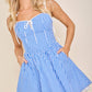 Gingham Corset Tie-Strap Flare mini dress