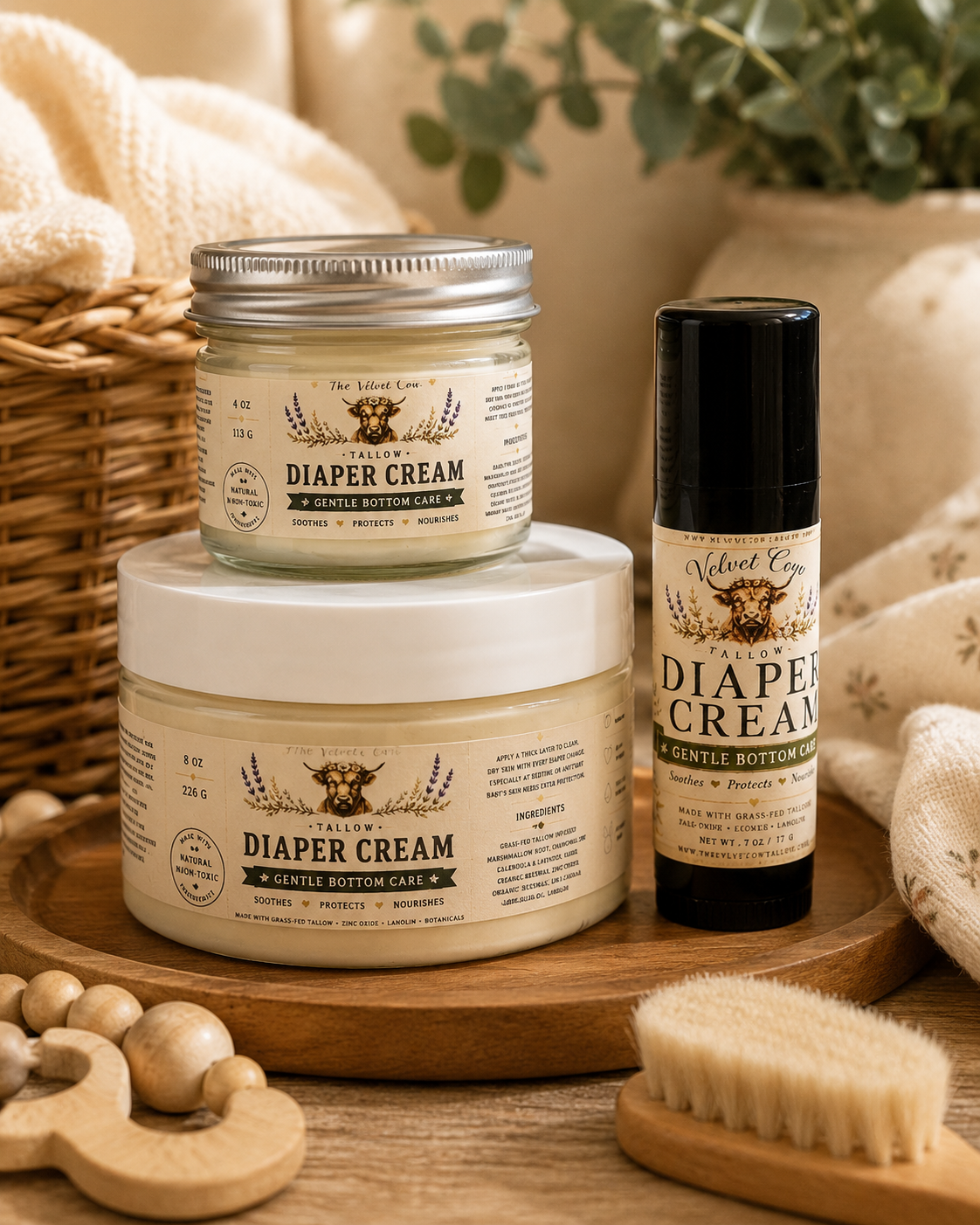 Grass-fed Tallow Diaper Cream| Natural Baby Rash Cream | Multi-purpose Skin Barrier