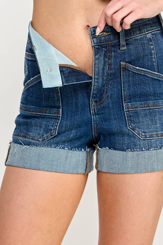 S8036D-TUMMY CONTROL HIGH RISE WITH CUFF SHORTS