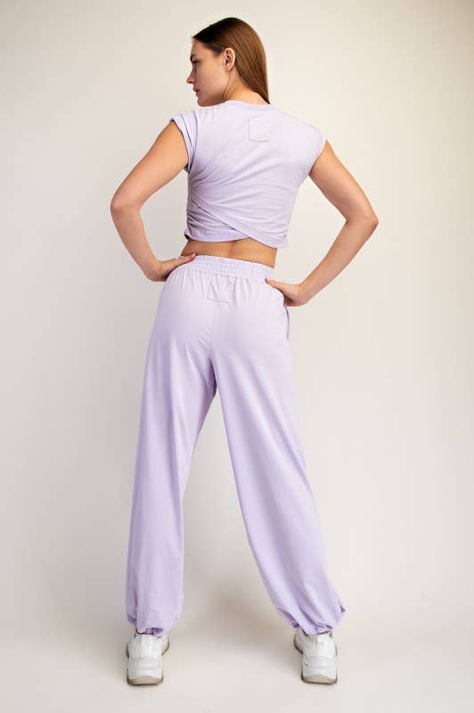 SET430037-Crossover Cotton Lycra Set