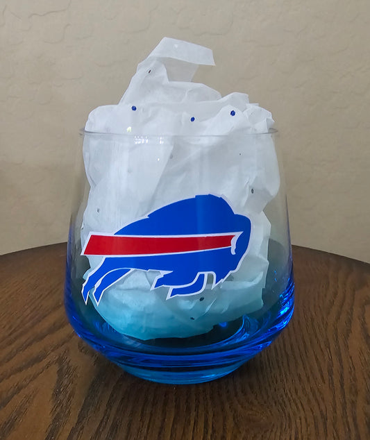BLUE   GLASS   BLUE BILLS 10 OZ