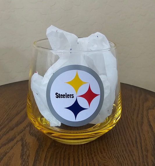 YELLOW  GLASS  STEELERS 10 OZ