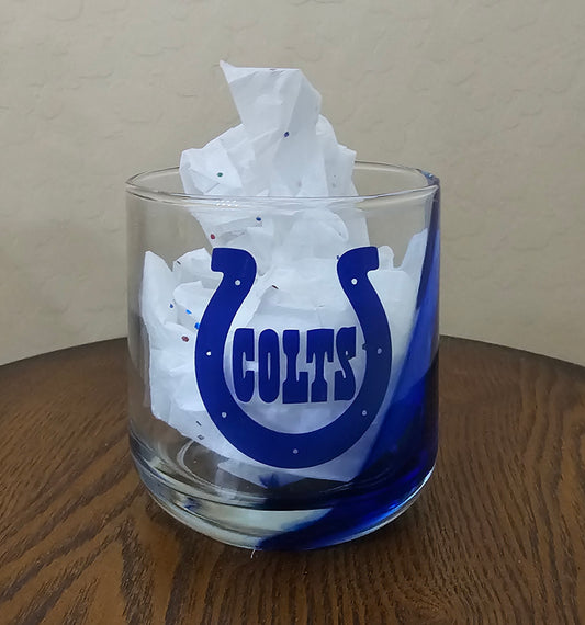 BLUE SWIRL  GLASS OTR COLTS, 10 OZ ROCKS