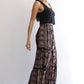 25R84-AA09 PRINTED FLARE PANTS WITH LACE INSERTS AND SMOCKED