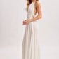 A CRINKLY CREPE DEEP V-NECK HALTER MAXI SUNDRESS