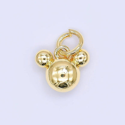 24K Gold Filled 8mm Tiny Mouse Ears Animal Charm in Gold & Silver | AH-580