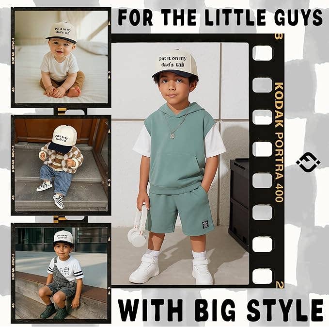 Kid/Baby 2-Tone Cap: Put It on My Dad's Tab (Black/Beige)