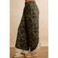 CAMO PRINT LACE HEM FULL LENGTH WIDE LEG PANTS