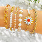 Pearls Moonstone Gold Layering Bracelets Waterproof, 18K Gold Plated
