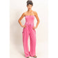 Mineral Wash Strapless Wide-Leg Jumpsuit