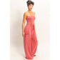 Mineral Wash Strapless Wide-Leg Jumpsuit
