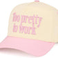 Retro Two Tone Cap - Too Pretty To Work - Light Pink/Beige