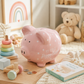 Large Ceramic My First Piggy Bank, Pink Floral